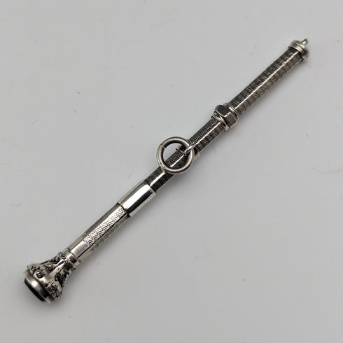 British Antique Mechanical Pencil Red Glass Decoration Telescoping 81-98mm